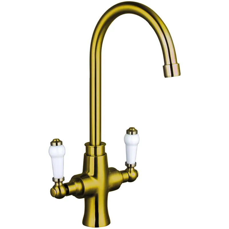 Balterley - Traditional Dual Handle Kitchen Mixer Tap, Brushed Gold