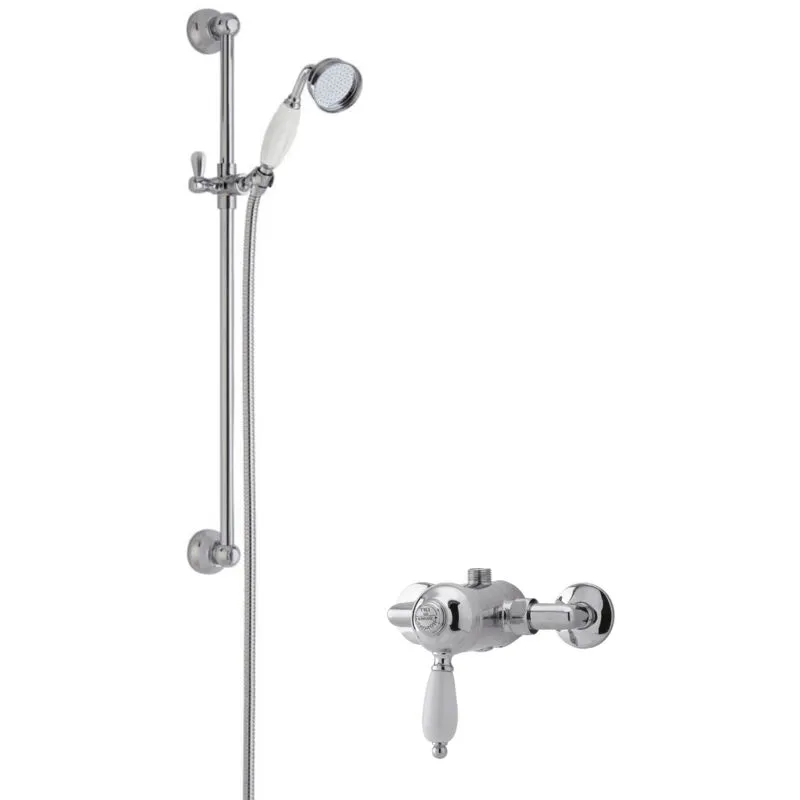 Balterley Traditional Exposed Manual Valve Slide Rail Shower Set Chrome in Silver Silver