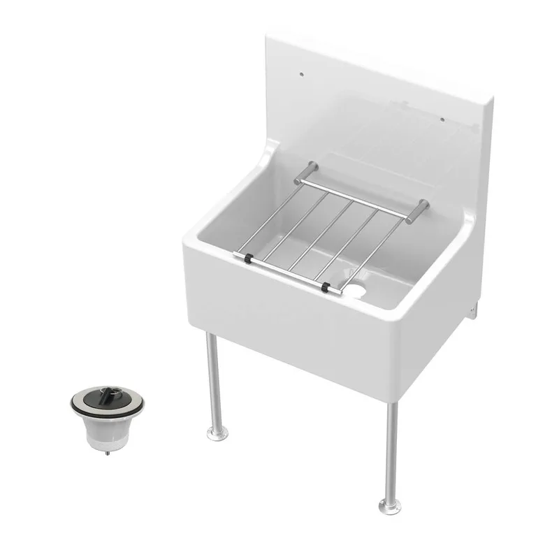 Balterley Traditional Fireclay Cleaner Kitchen Sink with Waste & Legs in White White