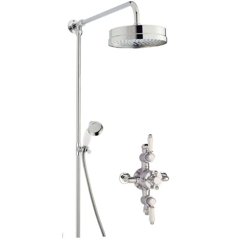 Balterley Traditional Triple Exposed Valve Rigid Riser Shower Set Chrome in Silver Silver