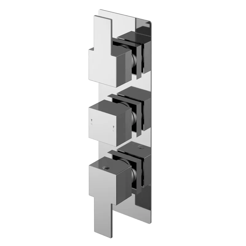 Balterley Twin Concealed Thermostatic Shower Valve Diverter & Lever Handles in Silver Silver