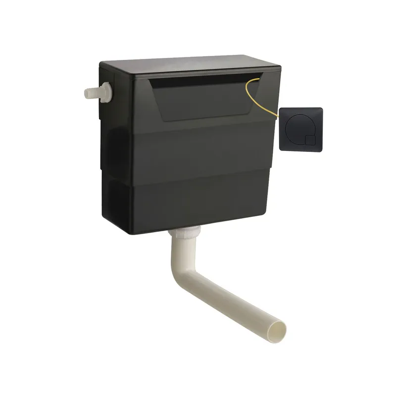 Balterley Universal Dual Flush Side Inlet & Square Flush Plate, Matt Black/Black in Black Black