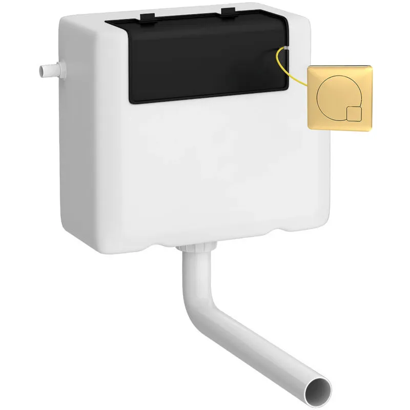 Balterley Universal Dual Flush with Square Flush Plate - Brushed Brass/White in White White