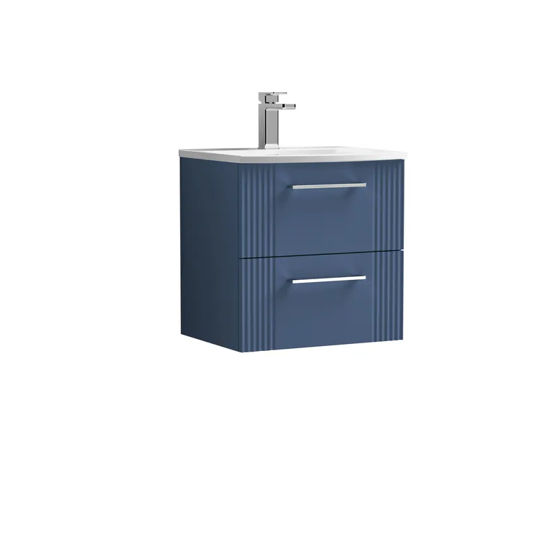 Balterley Wall Hung 2 Drawers Vanity Unit - Curved Basin 500mm, Satin Blue Blue