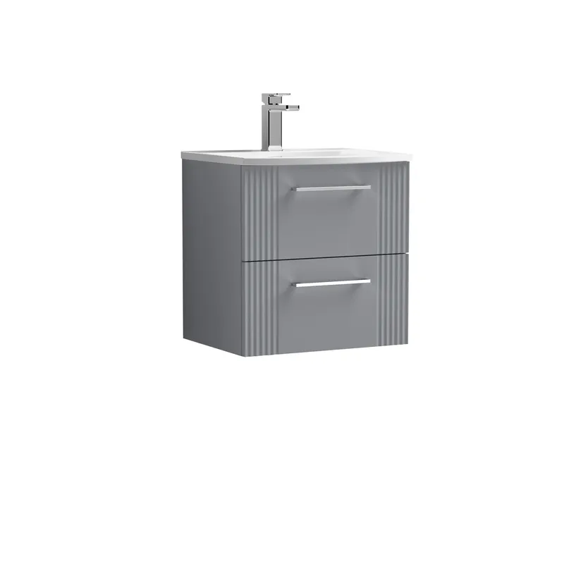 Balterley Wall Hung 2 Drawers Vanity Unit - Curved Basin 500mm, Satin Grey Grey