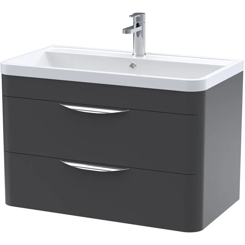 Balterley - Wall Hung Bathroom Vanity Unit 800 x 445 x 540mm - Soft Black