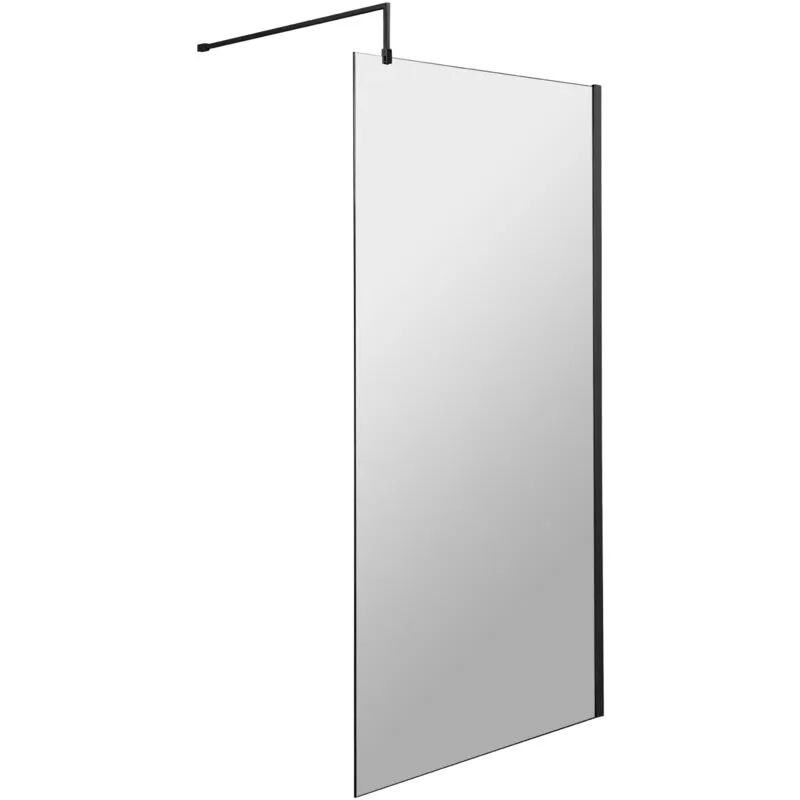 Balterley 8mm Wetroom Screen & Support Bar: 1100mm x 1850mm, Black Black