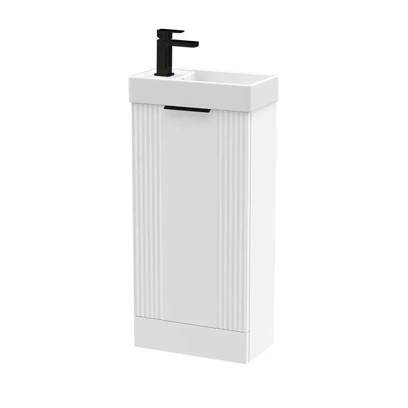 Balterley White 400mm Floor Standing Vanity Unit with Black Handle White
