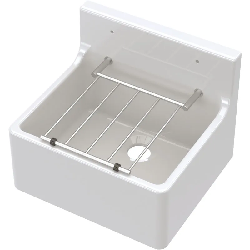 Balterley - White Single Bowl Cleaner Sink with Grill 455mm x 362mm x 396mm