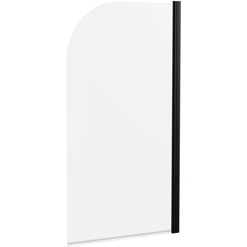Balterley Black 6mm Toughened Safety Glass Straight Reversible Bath Screen Black