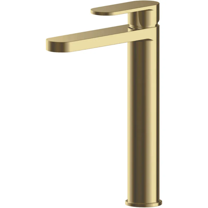 Current Round High Rise Mono Basin Mixer Tap - Brushed Brass - Balterley
