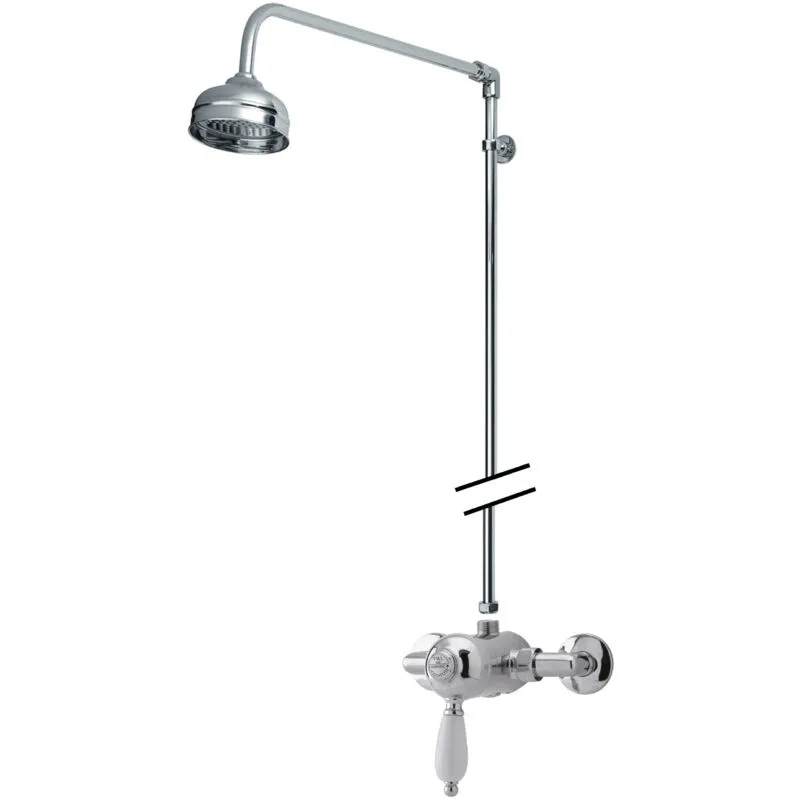 Traditional Exposed Manual Valve & Rigid Riser Shower Set - Chrome/White Balterley