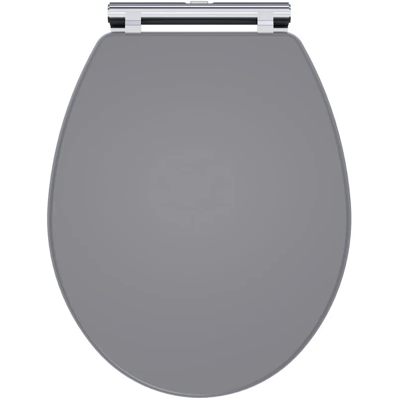 Balterley Traditional Bathroom Soft Close Wooden Toilet Seat, Satin Grey Grey