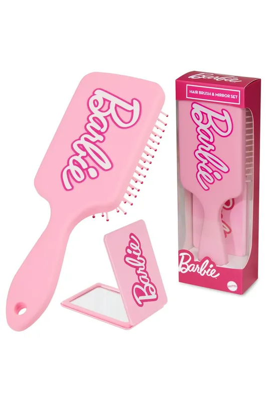 Barbie Women's Hair Brush & Mirror Set in Pink Pink female