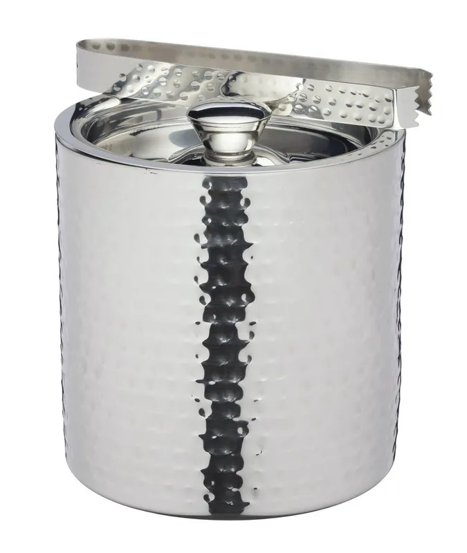 BarCraft Unisex Small Hammered Ice Bucket w/ Lid in Silver Silver female