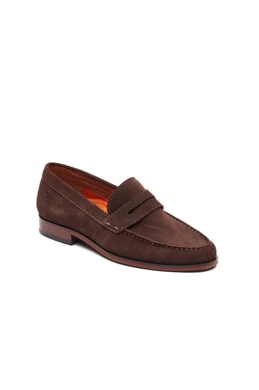Base London Men's Slate Penny Loafer in Brown Size: 8 Brown 8