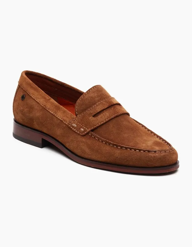 Base London Men's Slate Penny Loafer in Camel Size: 6 Camel 6
