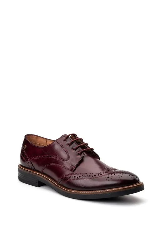 Base London Men's York Brogue Shoe in Wine Size: 10 Wine 10