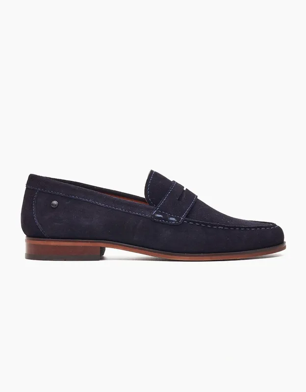 Men's Base London Slate Mens Loafer Shoes Navy - Size: 7