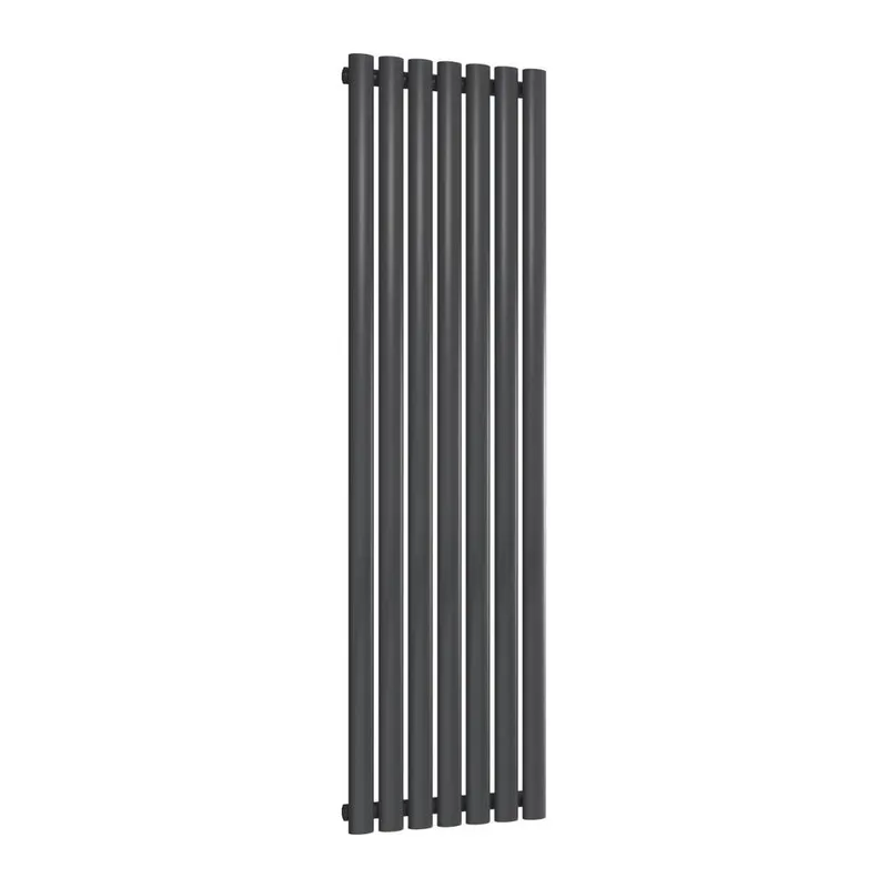 Bathroom Kingdom Neva Anthracite Single Oval Vertical Radiator 1500x413 in Grey Grey
