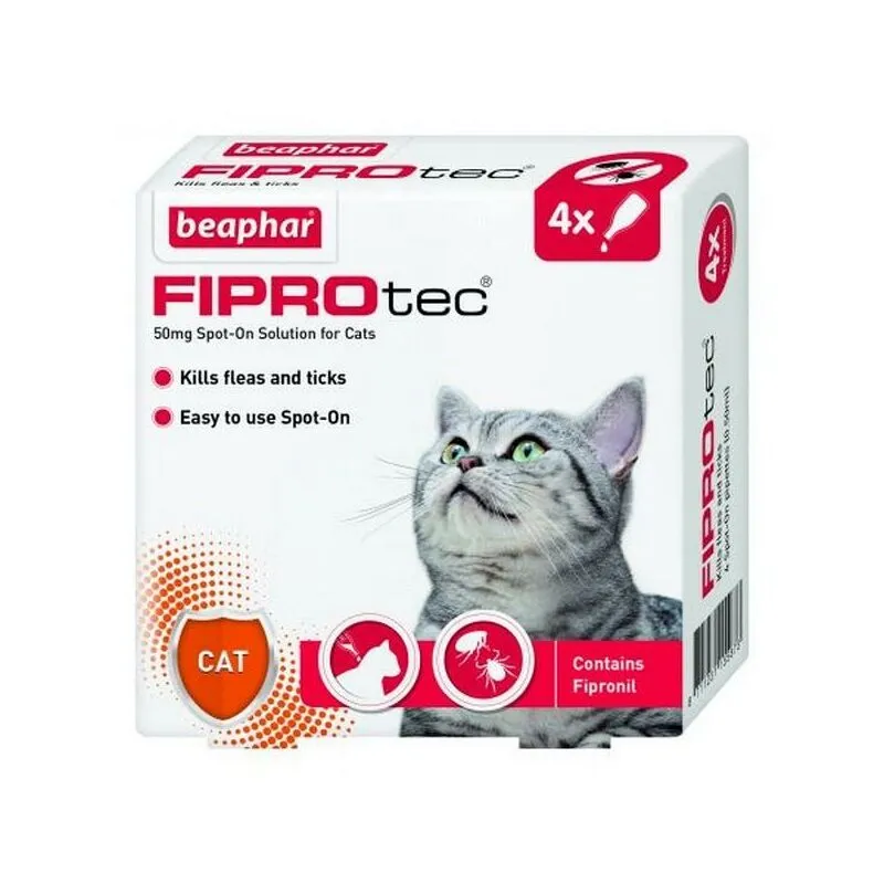 Fiprotec Spot On Cat 50mg (4 Pipettes) - 260697 - Beaphar