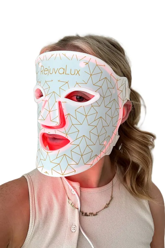 Beautaholics RejuvaLux Advanced LED Light Therapy Mask With Near-Infrared in White/Gold - White/Gold - Size: One Size