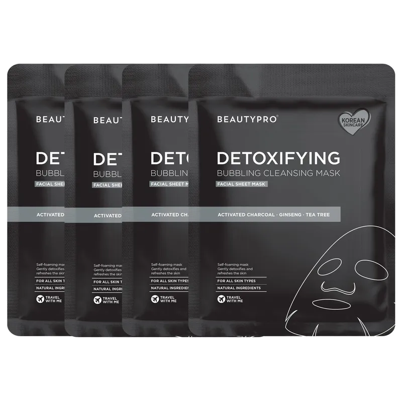 Beautypro Unisex Detoxifying Bubbling Cleansing Mask - Pack Of 4 in Black Black One Size female