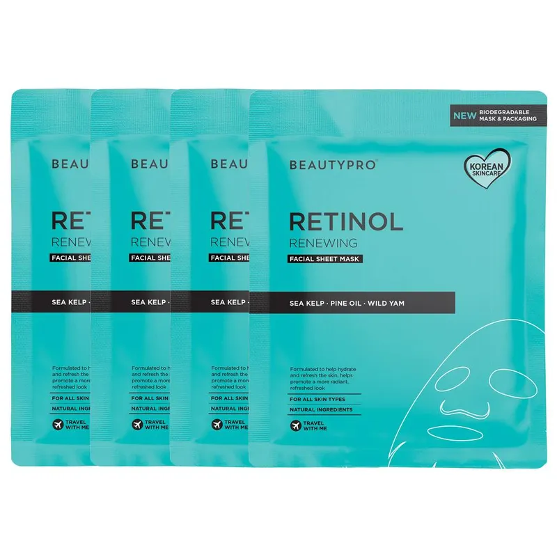 Beautypro Retinol Renewing Sheet Mask - Pack Of 4 in Bright Blue Bright Blue