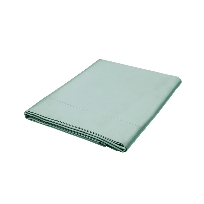 1951 'Luxury 400 Thread Count' Cotton Sateen Flat Sheet in Green Size: Double Flat Green Double Flat