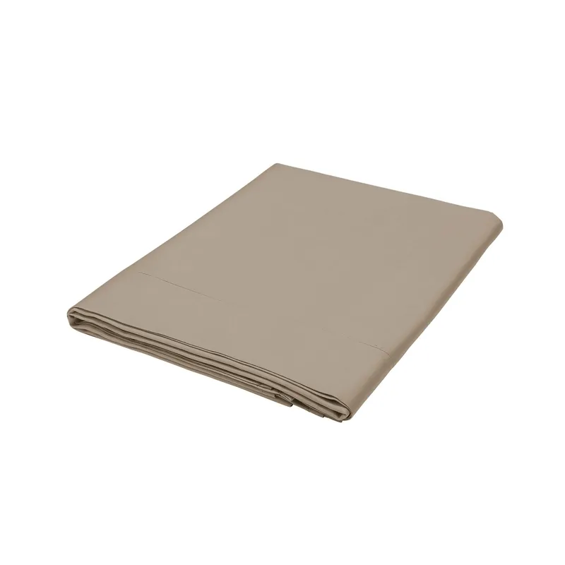 1951 'Luxury 400 Thread Count' Cotton Sateen Flat Sheet in Beige Size: King Flat Beige King Flat