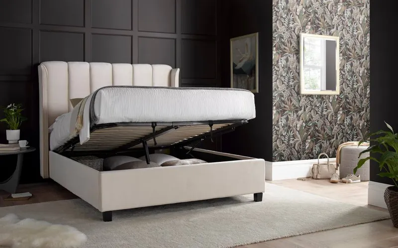Bedmaster Aurora Velvet Ottoman Bed in Light Stone Size: Double - Light Stone