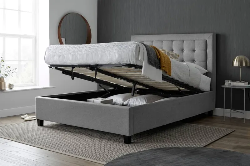Bedmaster Brandon Fabric Ottoman Bed & Super Ortho Orthopaedic Mattress in Grey Size: Double Grey Double