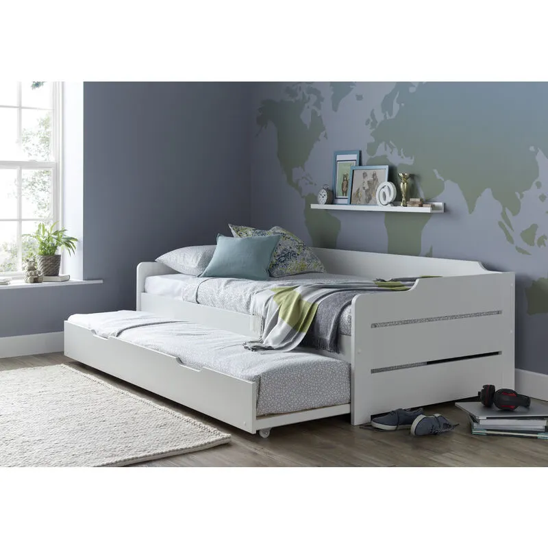 Bedmaster Copella Guest Bed White With Trundle With Orthopaedic Mattresses