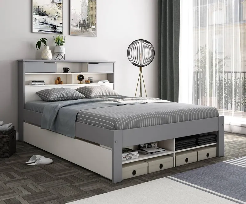 Bedmaster Fabio Wooden Storage Bed in Grey Size: King Grey King