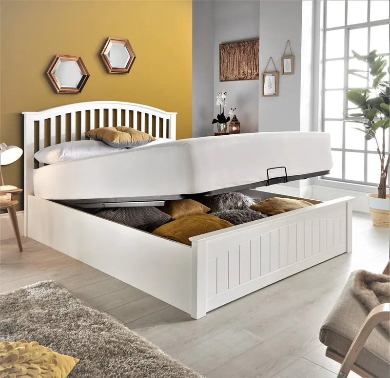 Bedmaster Unisex Grayson Wooden Ottoman Bed in White Size: Double White female