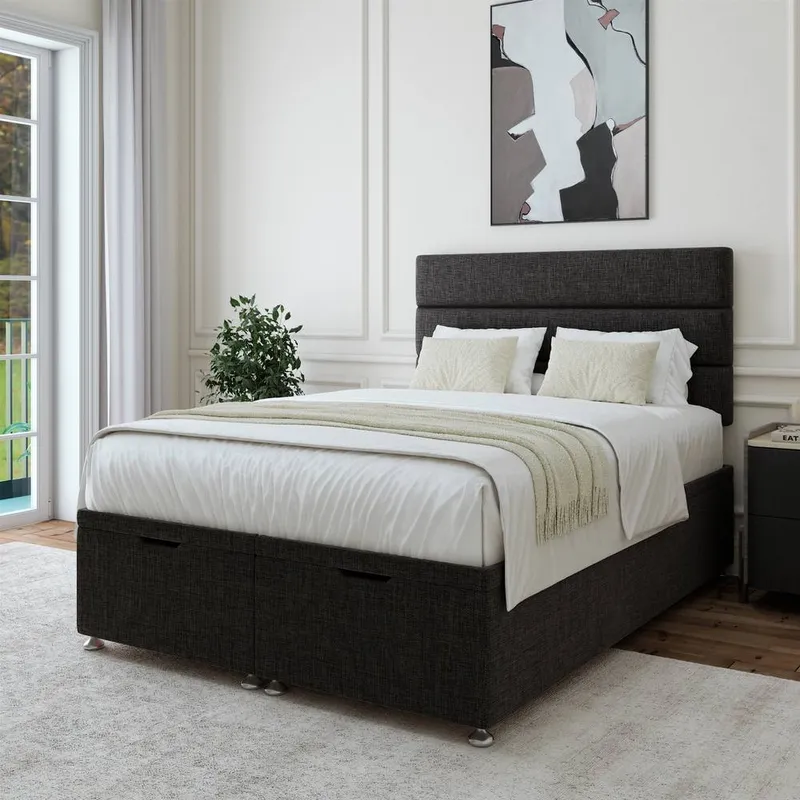 Bedmaster Linen Ottoman Divan Base in Charcoal Size: King - Charcoal - Size: King