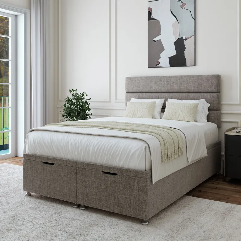 Bedmaster Linen Ottoman Divan Base in Grey Size: King Grey King