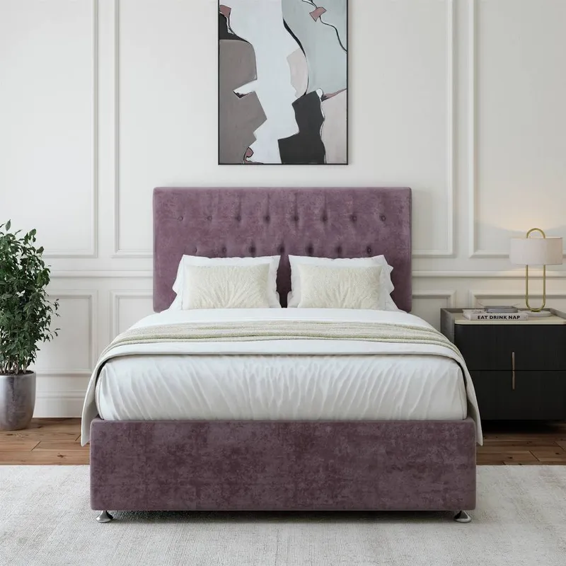 Bedmaster Luxury Velvet 4 Drawer Divan Base & Button Headboard in Mauve Size: Double Mauve Double