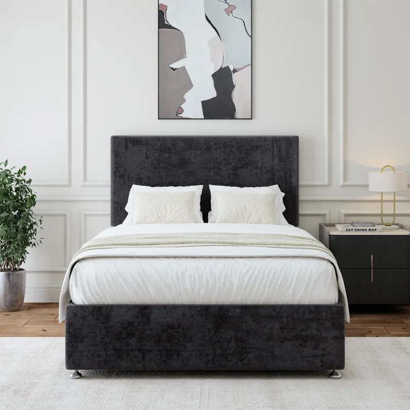Bedmaster Luxury Velvet Divan Base in Black Size: King Black King