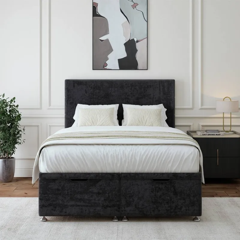 Bedmaster Luxury Velvet Ottoman Divan Base in Black Size: King - Black