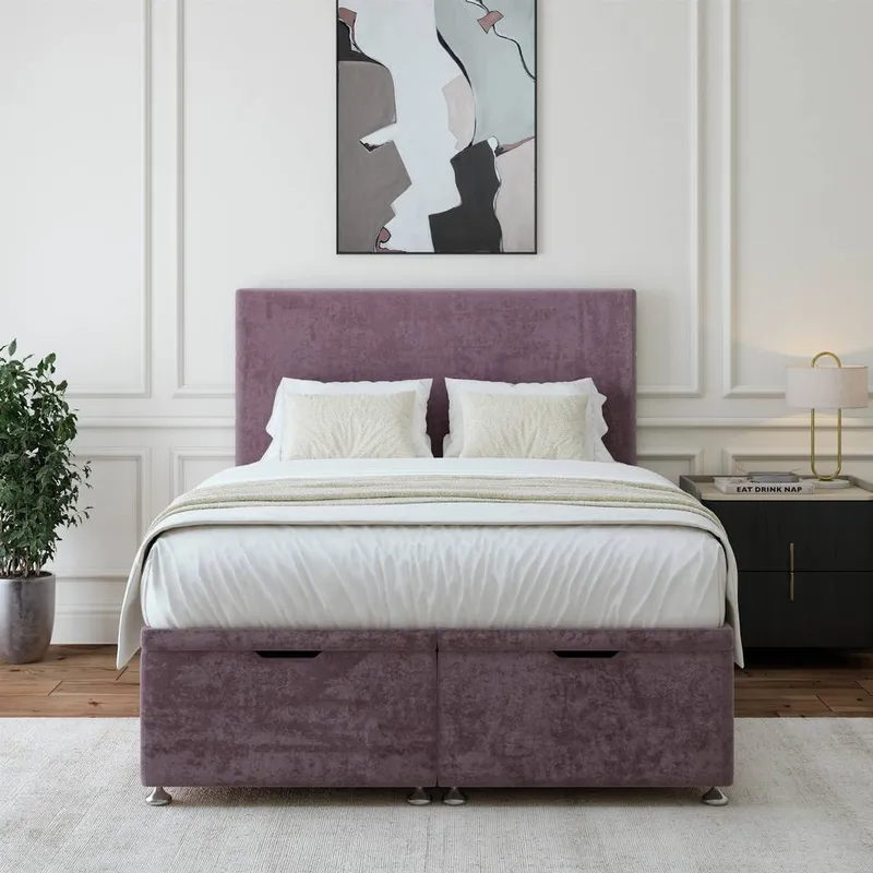 Bedmaster Luxury Velvet Ottoman Divan Base in Mauve Size: Double - Mauve