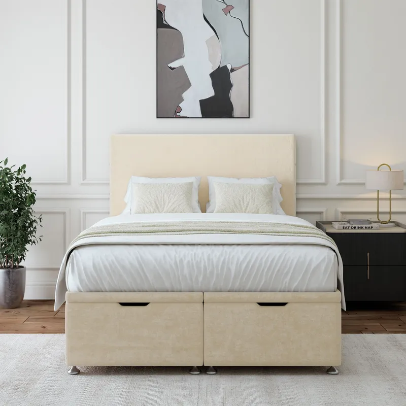 Bedmaster Luxury Velvet Ottoman Divan Base in Natural Size: King - Natural - Size: King