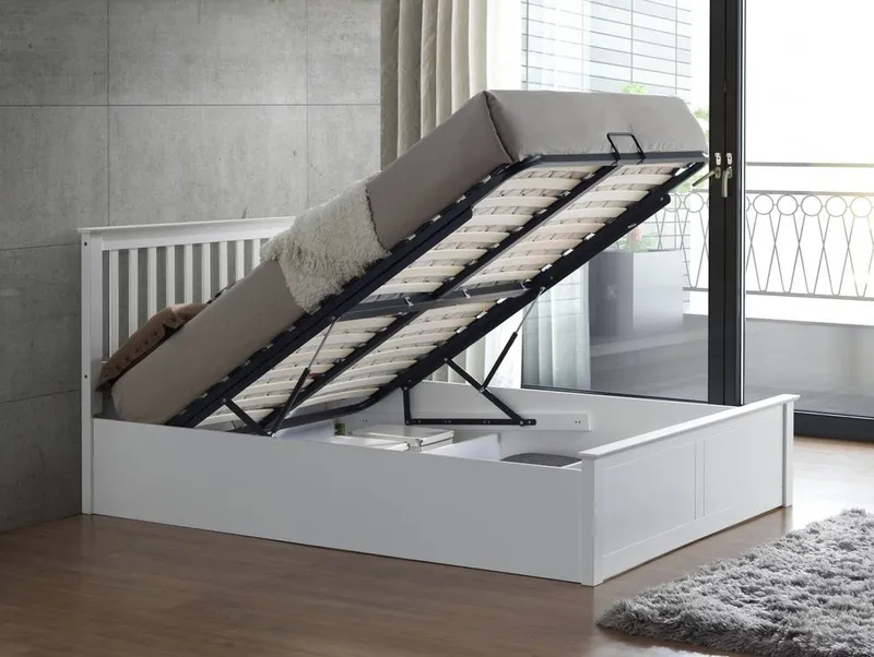 Bedmaster Malmo Wooden Ottoman Bed & Majestic 1000 Pocket Sprung Mattress in White Size: Small Double - White
