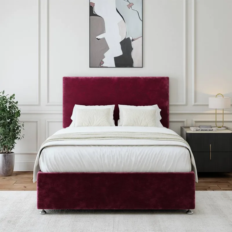 Bedmaster Unisex Chenille Divan Base in Aubergine Size: Single Aubergine Single female