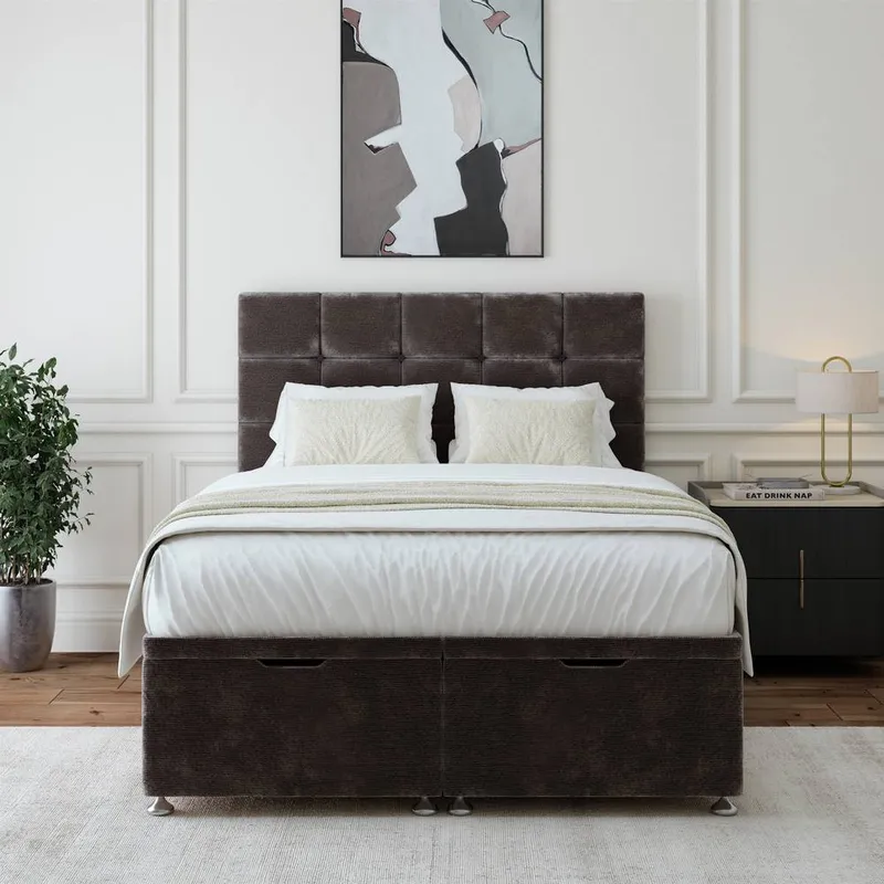 Bedmaster Unisex Chenille Ottoman Divan Base in Charcoal Size: Double Charcoal female