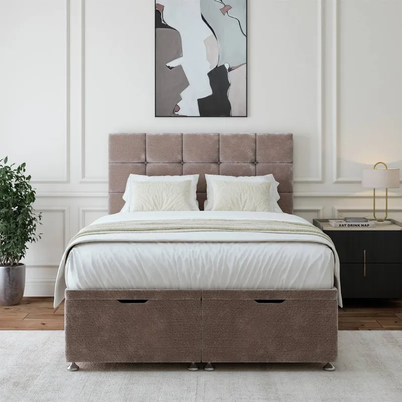 Bedmaster Chenille Ottoman Divan Base in Silver Size: Double - Silver