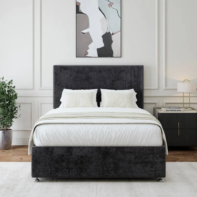 Bedmaster Unisex Luxury Velvet Divan Base in Black Size: Small Double Black Small Double female