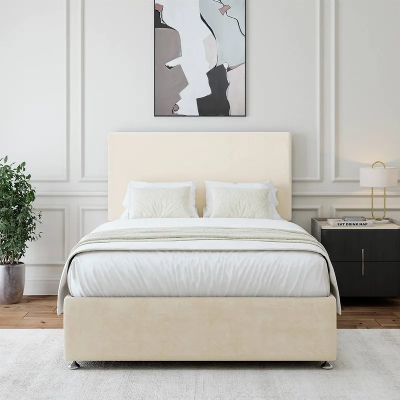 Bedmaster Unisex Luxury Velvet Divan Base in Natural Size: Single Natural Single female