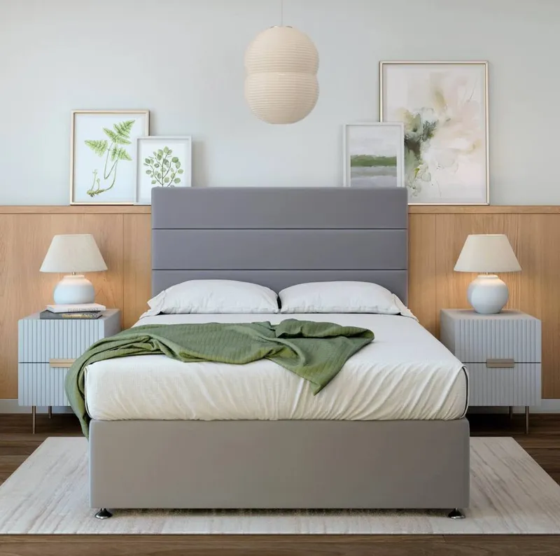 Bedmaster Unisex Plush Velvet Divan Base in Silver Size: King Silver female
