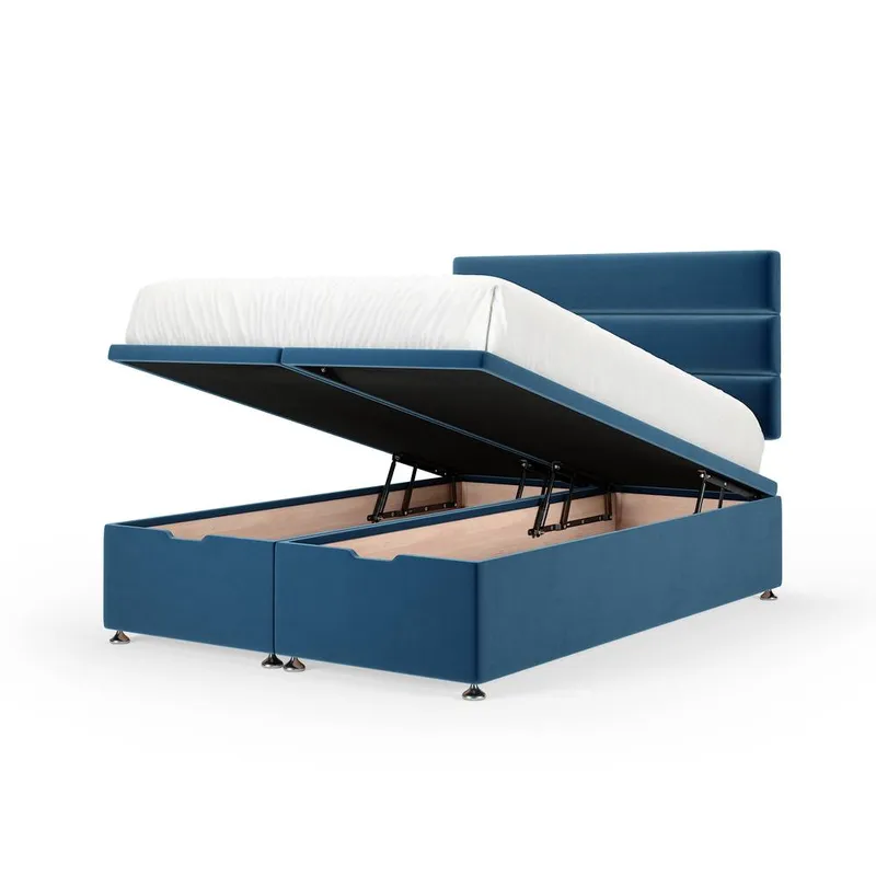 Bedmaster Plush Velvet Ottoman Divan Base in Blue Size: Double - Blue